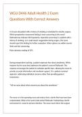 WGU D446 Adult Health 2 Exam Questions With Correct Answers 
