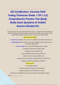 ACI Certification- Concrete Field Testing Technician Grade 1 CP-1 &lpar;12&rpar; Comprehensive Practice Test &vert;Study Guide Exam Questions & Verified Answers &lpar;Graded A&plus;&rpar;&NewLine;