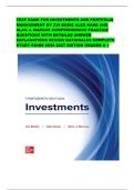 TEST BANK FOR INVESTMENTS AND PORTFOLIO MANAGEMENT BY ZVI BODIE ALEX KANE AND ALAN J&period; MARCUS COMPREHENSIVE PRACTICE QUESTIONS WITH DETAILED ANSWER EXPLANATIONS REVIEW RATIONALES COMPLETE STUDY GUIDE 2026 2027 EDITION GRADED A &plus;