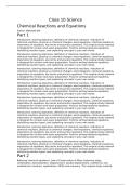 Class 10 Science Chapter 1&colon; Chemical Reactions and Equations Notes