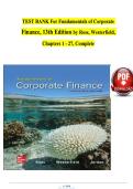 Complete Test Bank &ndash; Fundamentals of Corporate Finance 13th Edition by Ross & Westerfield &vert; All Chapters 1&ndash;27 with Expert Verified Answers&NewLine;ISBN&colon;9781264250073&NewLine;