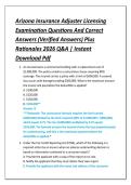 Arizona Insurance Adjuster Licensing &NewLine;Examination Questions And Correct &NewLine;Answers &lpar;Verified Answers&rpar; Plus &NewLine;Rationales 2026 Q&A &vert; Instant &NewLine;Download Pdf 
