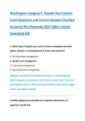 Washington Category 5  Aquatic Pest Control &NewLine;Exam Questions and Correct Answers &lpar;Verified &NewLine;Answers&rpar; Plus Rationale 2027 Q&A&vert; Instant &NewLine;Download Pdf