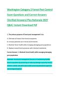 Washington Category 2 Forest Pest Control &NewLine;Exam Questions and Correct Answers &NewLine;&lpar;Verified Answers&rpar; Plus Rationale 2027 &NewLine;Q&A&vert; Instant Download Pdf 