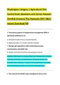 Washington Category 1 Agricultural Pest &NewLine;Control Exam Questions and Correct Answers &NewLine;&lpar;Verified Answers&rpar; Plus Rationale 2027 Q&A&vert; &NewLine;Instant Download Pdf