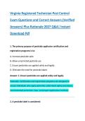 Virginia Registered Technician Pest Control &NewLine;Exam Questions and Correct Answers &lpar;Verified &NewLine;Answers&rpar; Plus Rationale 2027 Q&A&vert; Instant &NewLine;Download Pdf