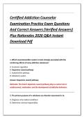 Certified Addiction Counselor &NewLine;Examination Practice Exam Questions &NewLine;And Correct Answers &lpar;Verified Answers&rpar; &NewLine;Plus Rationales 2026 Q&A Instant &NewLine;Download Pdf
