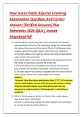 New Jersey Public Adjuster Licensing &NewLine;Examination Questions And Correct &NewLine;Answers &lpar;Verified Answers&rpar; Plus &NewLine;Rationales 2026 Q&A &vert; Instant &NewLine;Download Pdf 
