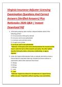 Virginia Insurance Adjuster Licensing &NewLine;Examination Questions And Correct &NewLine;Answers &lpar;Verified Answers&rpar; Plus &NewLine;Rationales 2026 Q&A &vert; Instant &NewLine;Download Pdf 
