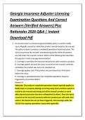 Georgia Insurance Adjuster Licensing &NewLine;Examination Questions And Correct &NewLine;Answers &lpar;Verified Answers&rpar; Plus &NewLine;Rationales 2026 Q&A &vert; Instant &NewLine;Download Pdf