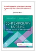 TEST BANK FOR Contemporary Nursing&colon; Issues&comma; Trends&comma; & Management 10th Edition by Barbara Cherry ISBN&colon;9780443123566 COMPLETE GUIDE ALL CHAPTERS COVERED 100&percnt; VERIFIED A&plus; GRADE ASSURED&excl;&excl;&excl;&excl;&excl; NEW LATEST UPDATE&excl;&excl;&excl;&excl;&excl;