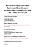 Medical Parasitology Examination Questions and Correct Answers &lpar;Verified Answers&rpar; Plus Rationales 2026 Q&A &vert; Instant Download Pdf