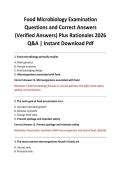 Food Microbiology Examination Questions and Correct Answers &lpar;Verified Answers&rpar; Plus Rationales 2026 Q&A &vert; Instant Download Pdf
