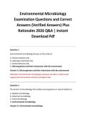 Environmental Microbiology Examination Questions and Correct Answers &lpar;Verified Answers&rpar; Plus Rationales 2026 Q&A &vert; Instant Download Pdf