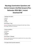 Mycology Examination Questions and Correct Answers &lpar;Verified Answers&rpar; Plus Rationales 2026 Q&A &vert; Instant Download Pdf
