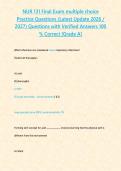 NUR 131 Final Exam multiple choice Practice Questions &lpar;Latest Update 2026 2027&rpar; Questions with Verified Answers 100 - Correct -Grade A-