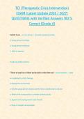 TCI &lpar;Therapeutic Crisis Intervention&rpar; EXAM &lpar;Latest Update 2026 2027&rpar; QUESTIONS with Verified Answers 100 - Correct -Grade A
