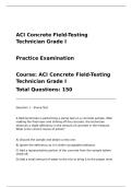 ACI Concrete Field-Testing Technician Grade I&NewLine;&NewLine;Practice Examination&NewLine;