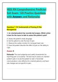 HESI RN Comprehensive Predictor Exit Exam&colon; 120 Practice Questions with Answers and Rationales