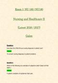 Exam 1&colon; NU 180 &sol; NU180 &lpar;Latest 2026 &sol; 2027&rpar; Nursing and Healthcare II &vert; 100&percnt; Correct Questions & Answers - Galen 