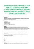 GEORGIA &lpar;GA&rpar; LAND SURVEYOR LICENSE PRACTICE EXAM QUESTIONS AND CORRECT DETAILED ANSWERS 2026&sol;2027 &lpar;VERIFIED ANSWERS&rpar; ALREADY GRADED A&plus; &lpar;MOST RECENT&excl;&excl;&rpar; &lpar;BRAND NEW&excl;&excl;&rpar;