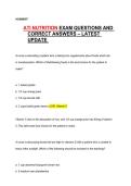 ATI Nutrition ATI Nursing Exam Nursing Program 2025 Updated complete practice questions and verified answers