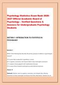 Psychology Statistics Exam Bank 2026&ndash;&NewLine;2027 Official Academic Board of &NewLine;Psychology &ndash; Verified Questions & &NewLine;Answers for Undergraduate Psychology &NewLine;Students