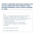 TESTOUT LINUS PRO EXAM WITH CORRECT 103 &NewLine;ACTUAL QUESTIONS AND CORRECTLY WELL &NewLine;DEFINED ANSWERS LATEST ALREADY GRADED &NewLine;A&plus; 2026 