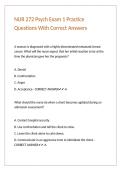 NUR 272 Psych Exam 1 Practice Questions With Correct Answers&period;