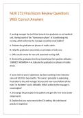 NUR 272 Final Exam Review Questions With Correct Answers 