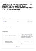 Private Security Training Phase 1 EXAM WITH CORRECT ACTUAL QUESTIONS AND CORRECTLY WELL DEFINED ANSWERS LATEST ALREADY GRADED A&plus; 2026