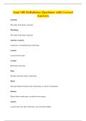 Anat 100 Definitions Questions with Correct&NewLine;Answers
