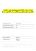 Certified Specialty Pharmacist &lpar;CSP&rpar; Exam with all Correct & 100&percnt; Verified Answers &vert;Already Graded A&plus;