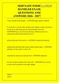 SERVSAFE FOOD &NewLine;HANDLER EXAM &NewLine;QUESTIONS AND &NewLine;ANSWERS 2026 - 2027
