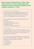 REAL ESTATE FUNDAMENTALS FINAL EXAM &NewLine;WITH CORRECT ACTUAL QUESTIONS AND &NewLine;CORRECTLY WELL DEFINED ANSWERS LATEST &NewLine;ALREADY GRADED A&plus; 2026 