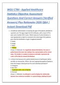 WGU C784 - Applied Healthcare &NewLine;Statistics Objective Assessment &NewLine;Questions And Correct Answers &lpar;Verified &NewLine;Answers&rpar; Plus Rationales 2026 Q&A &vert; &NewLine;Instant Download Pdf
