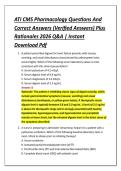 ATI CMS Pharmacology Questions And &NewLine;Correct Answers &lpar;Verified Answers&rpar; Plus &NewLine;Rationales 2026 Q&A &vert; Instant &NewLine;Download Pdf 