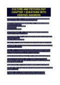CULTURE AND PSYCHOLOGY CHAPTER 1 QUESTIONS WITH VERIFIED ANSWERS