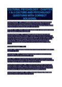 Cultural Psychology - Chapter 1 & 2 Culture and Psychology questuins with correct soluions&period;