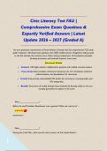Civic Literacy Test FAU &vert; Comprehensive Exam Questions & Expertly Verified Answers &vert; Latest Update 2026 &ndash; 2027 &lpar;Graded A&rpar;&NewLine;