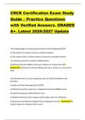 CRCR Certification Exam Study &NewLine;Guide &ndash; Practice Questions &NewLine;with Verified Answers&period; GRADED &NewLine;A&plus;&period; Latest 2026&sol;2027 Update 