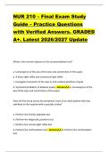 NUR 210 &ndash; Final Exam Study &NewLine;Guide &ndash; Practice Questions &NewLine;with Verified Answers&period; GRADED &NewLine;A&plus;&period; Latest 2026&sol;2027 Update 