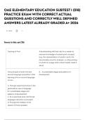 OAE ELEMENTARY EDUCATION SUBTEST I &lpar;018&rpar; PRACTICE EXAM WITH CORRECT ACTUAL QUESTIONS AND CORRECTLY WELL DEFINED ANSWERS LATEST ALREADY GRADED A&plus; 2026