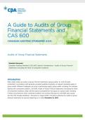 CAS 600 GROUP AUDITS IMPLEMENTATION GUIDE 2026 &vert; Latest Edition &vert; Graded A&plus; &vert; Verified Exam Notes