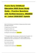 Praxis Early Childhood &NewLine;Education 5025 Exam Study &NewLine;Guide &ndash; Practice Questions &NewLine;with Verified Answers&period; GRADED &NewLine;A&plus;&period; Latest 2026&sol;2027 Update 