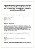 Michigan Building Inspector License Practice Exam &NewLine;2026 Comprehensive Question Practice Test with &NewLine;Correct Answers &lpar;Verified Answers&rpar; & Rationales &vert; &NewLine;Instant Download PDF Ready 