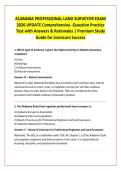 ALABAMA PROFESSIONAL LAND SURVEYOR EXAM &NewLine;2026 UPDATE Comprehensive -Question Practice &NewLine;Test with Answers & Rationales &vert; Premium Study &NewLine;Guide for Licensure Success 