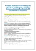 Latest Fire Inspector Exam Review Questions &NewLine;and Correct Verified Answers &sol; 2026 Fire &NewLine;Inspector Latest Exam Test Bank with 700 &NewLine;Questions and Correct Answers&NewLine;
