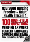 NSG 3800 Nursing Practice &ndash; Adult Health II Exam 1 &vert; Comprehensive Practice Questions & Answers