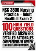 NSG 3800 Nursing Practice &ndash; Adult Health II Exam 2 &lpar;2026&rpar; &vert; Comprehensive Practice Questions & Answers